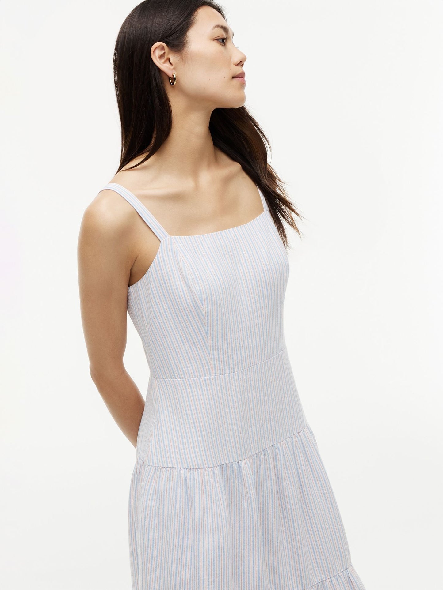 Tommy Hilfiger Striped Tiered Linen-Blend Midi Dress