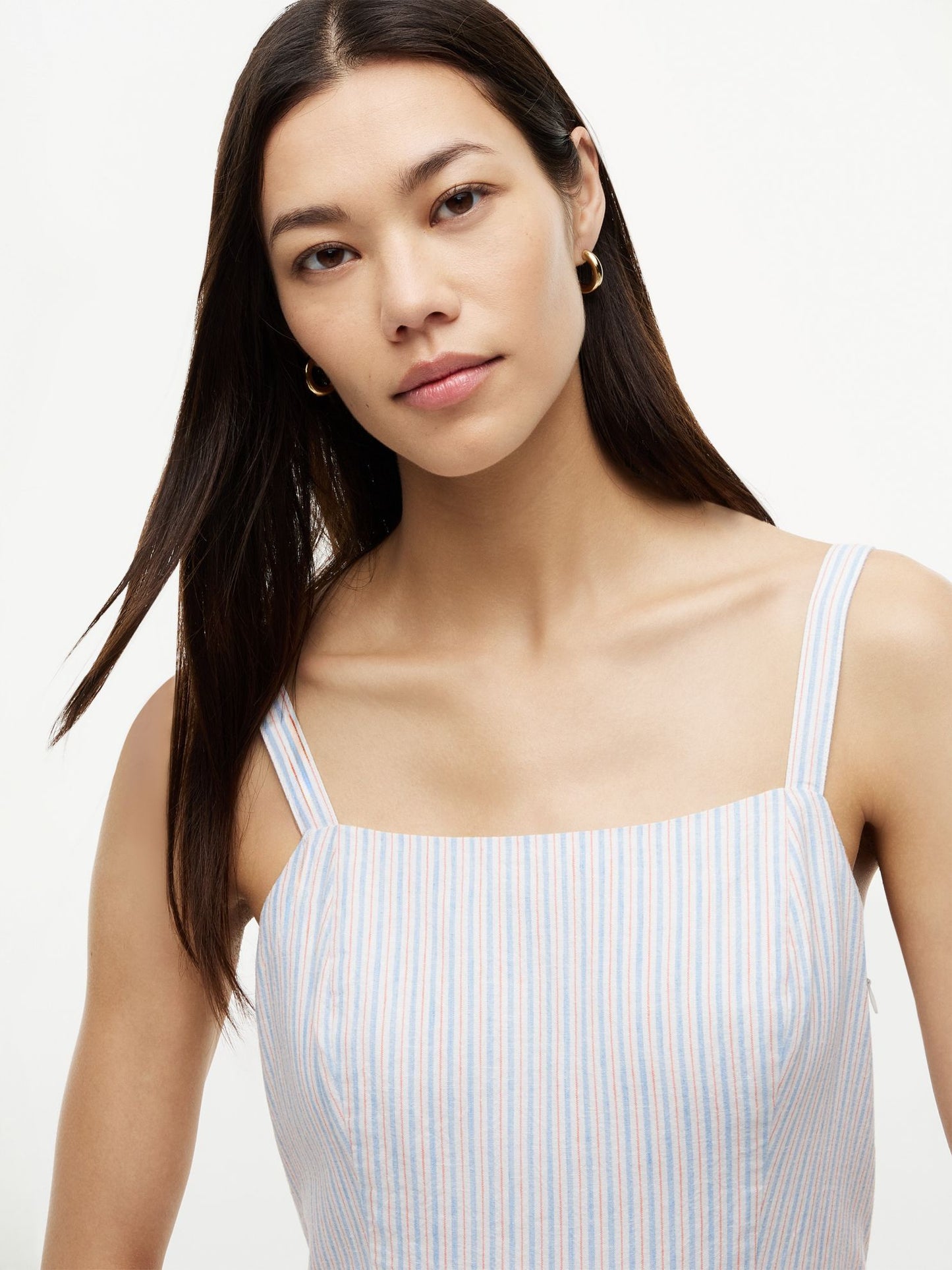 Tommy Hilfiger Striped Tiered Linen-Blend Midi Dress