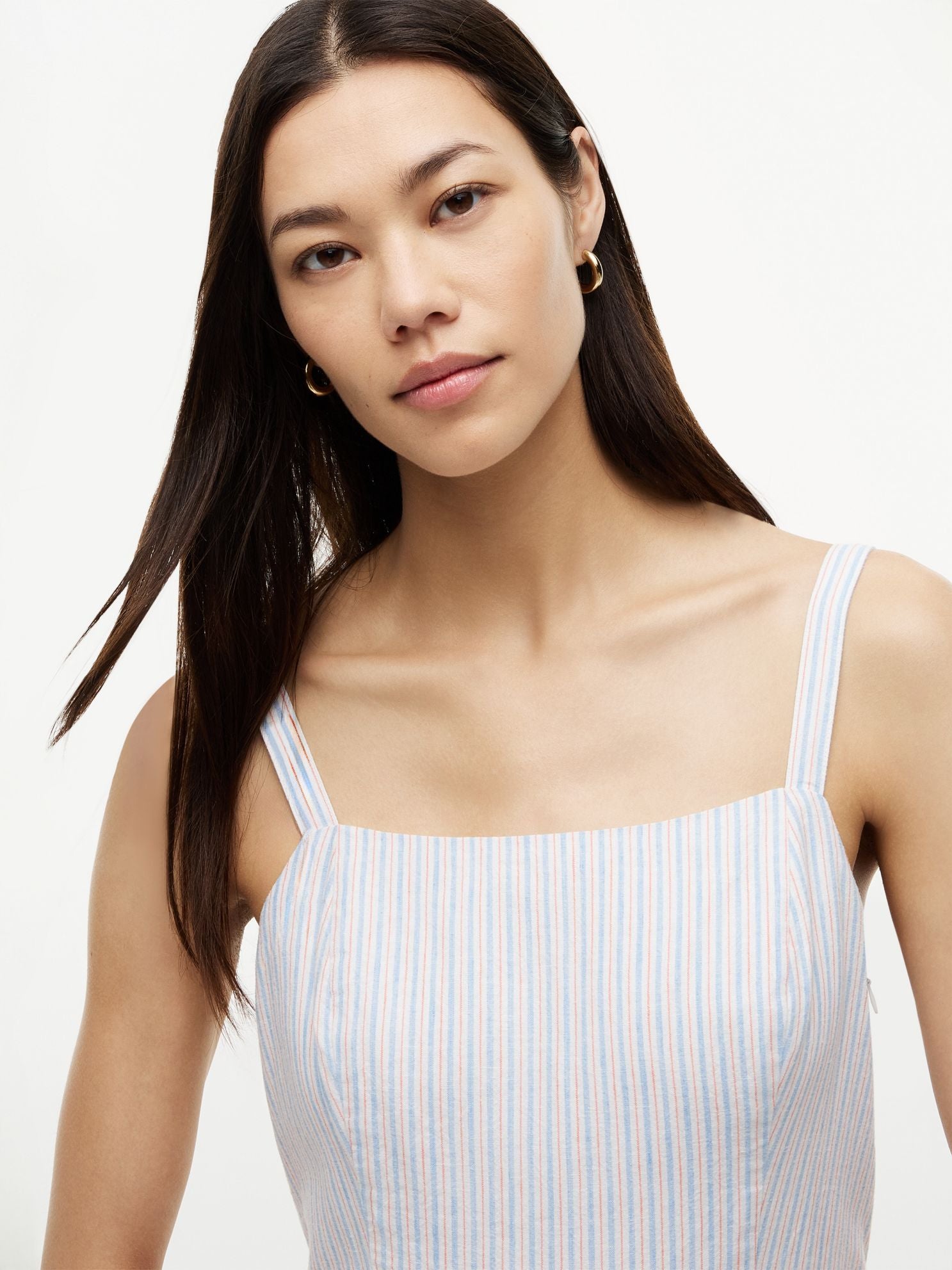 Tommy Hilfiger Striped Tiered Linen-Blend Midi Dress