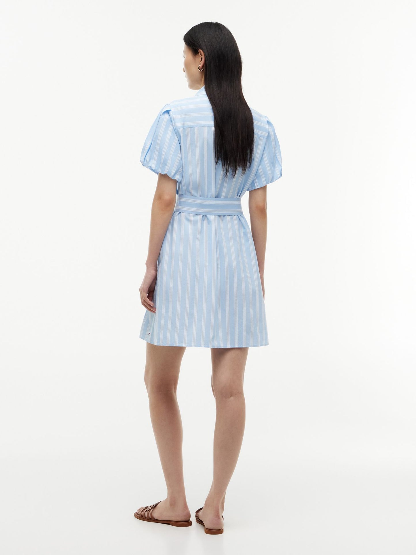 Tommy Hilfiger Striped Puff-Sleeve Poplin Shirtdress