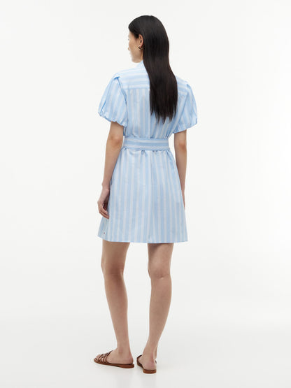 Tommy Hilfiger Striped Puff-Sleeve Poplin Shirtdress