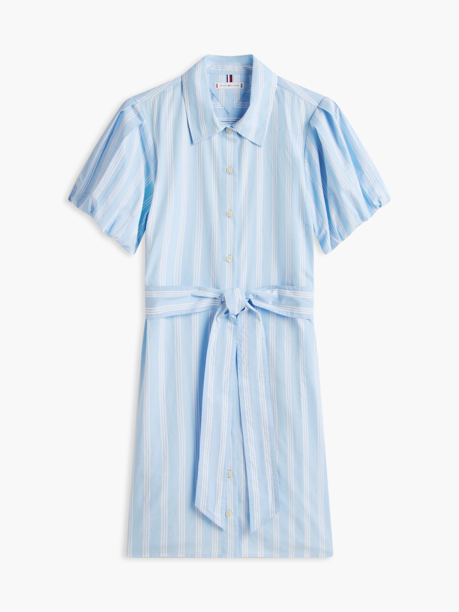 Tommy Hilfiger Striped Puff-Sleeve Poplin Shirtdress