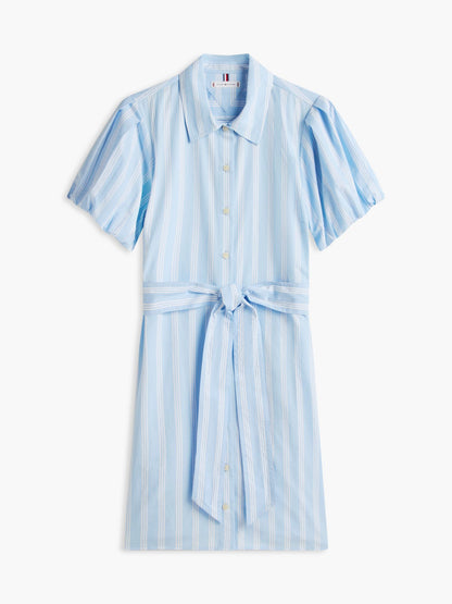 Tommy Hilfiger Striped Puff-Sleeve Poplin Shirtdress