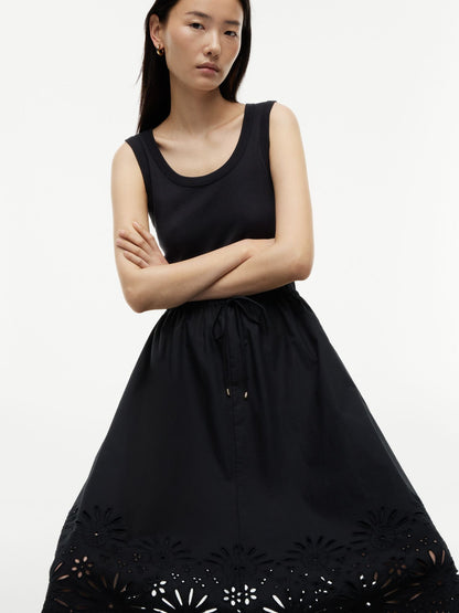 Tommy Hilfiger Embroidered Eyelet Mixed-Media Dress