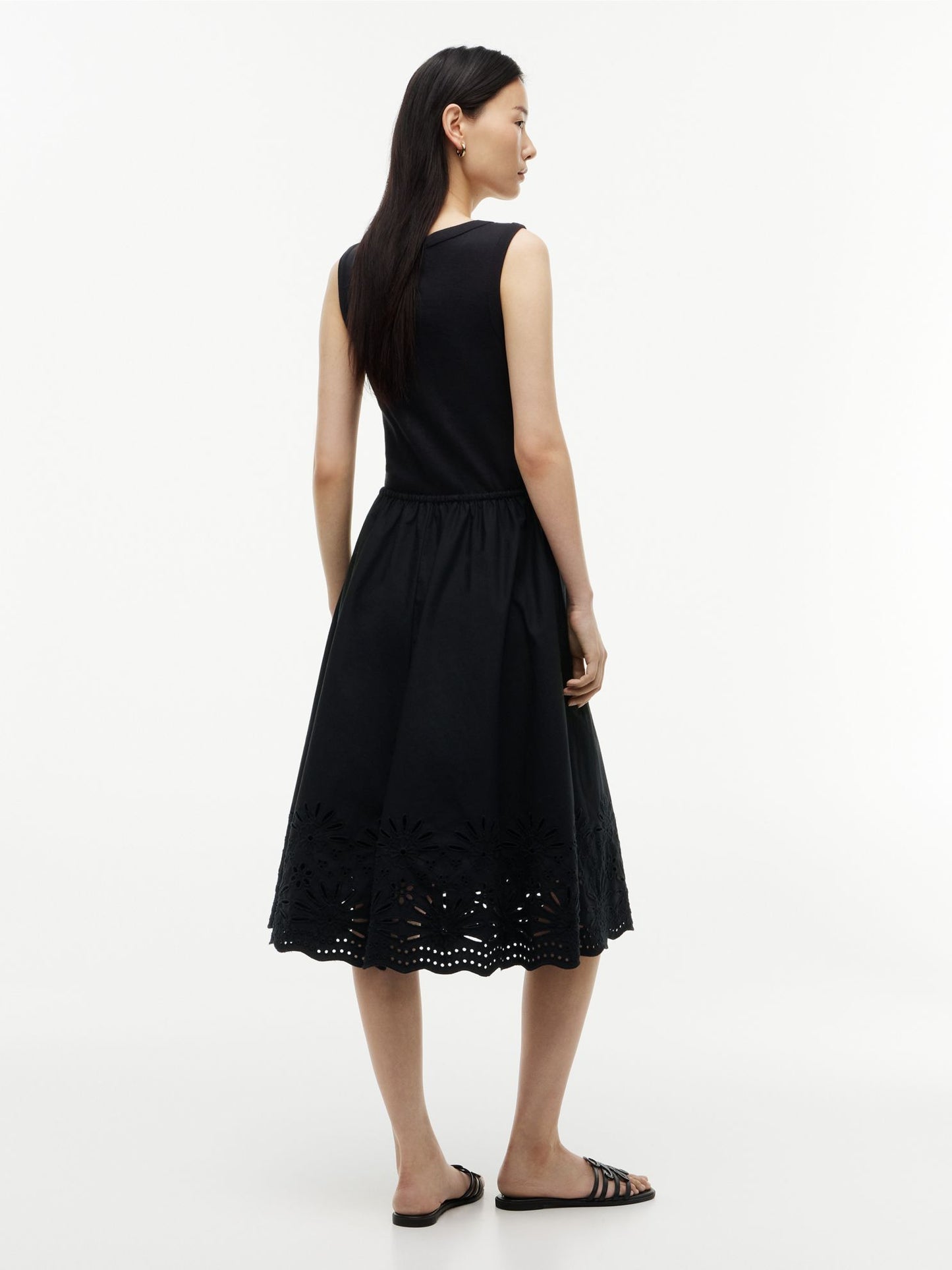 Tommy Hilfiger Embroidered Eyelet Mixed-Media Dress