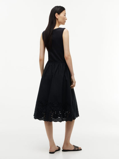 Tommy Hilfiger Embroidered Eyelet Mixed-Media Dress