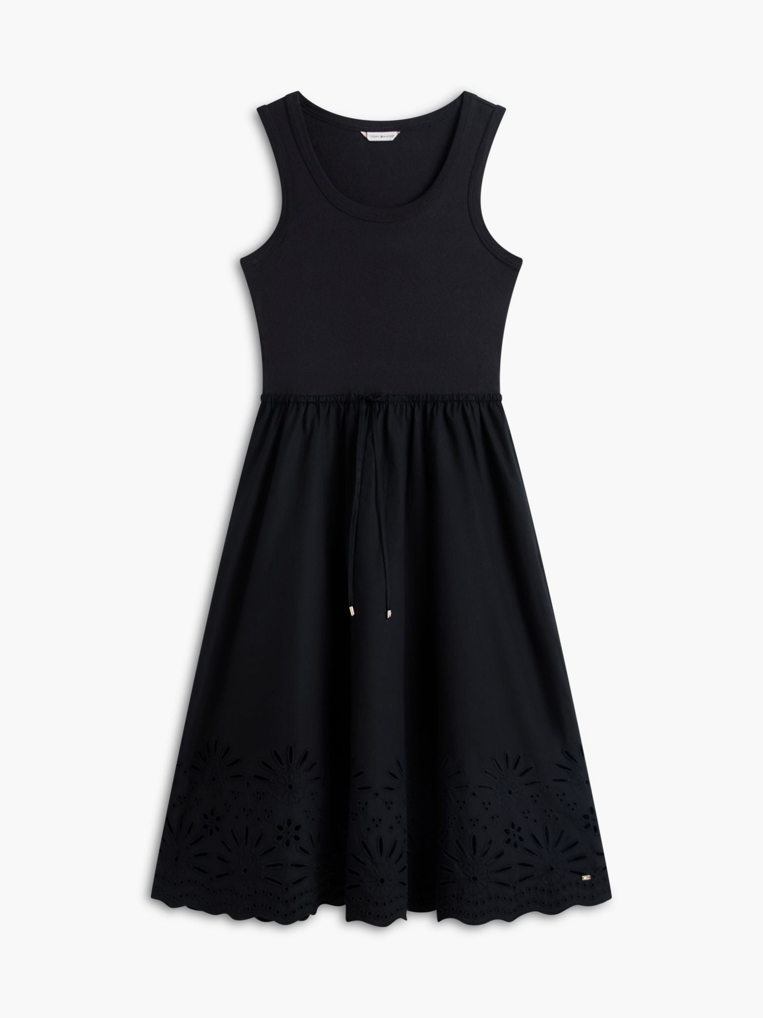 Tommy Hilfiger Embroidered Eyelet Mixed-Media Dress