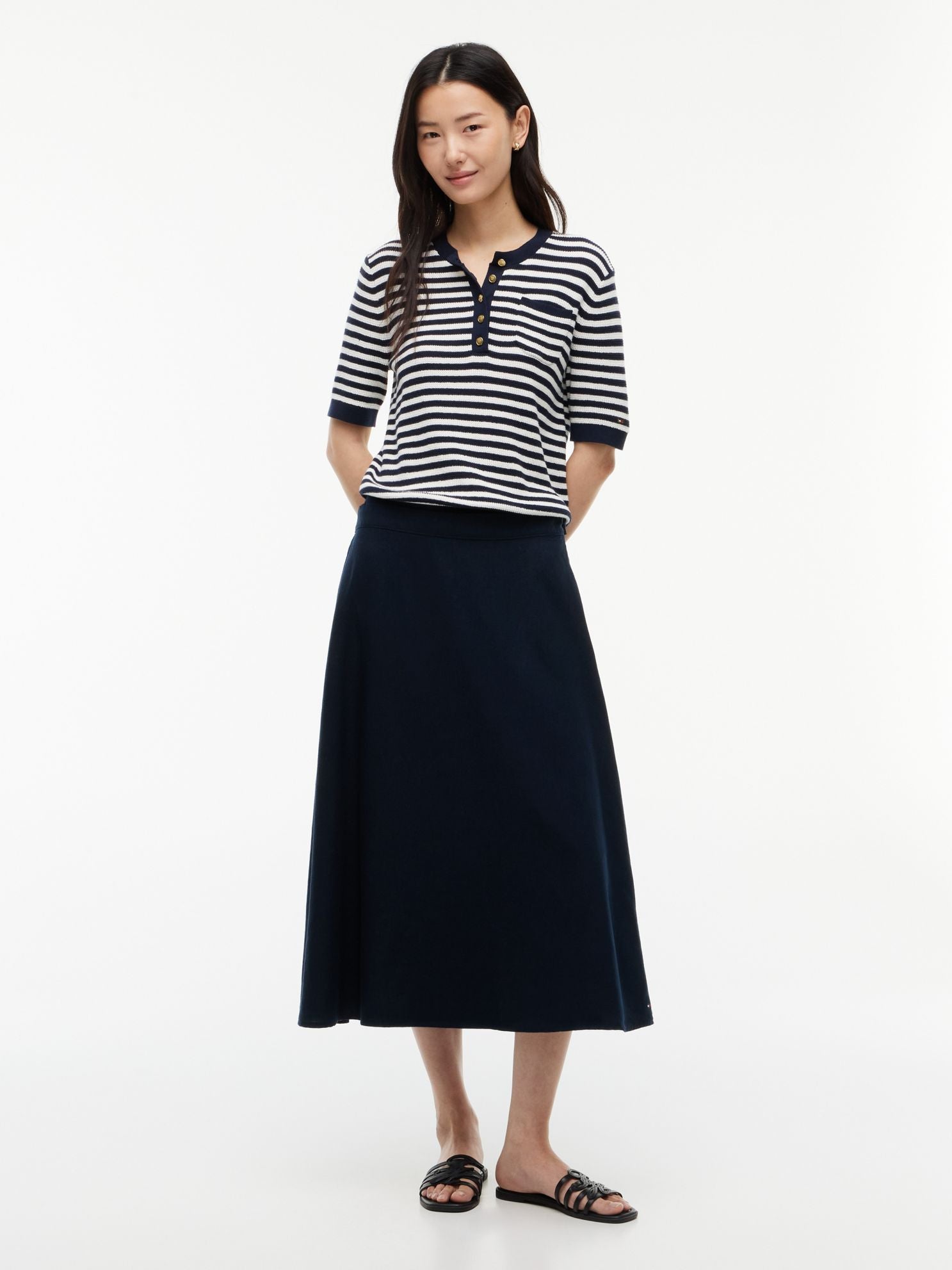 Tommy Hilfiger Linen-Blend Midi Skirt