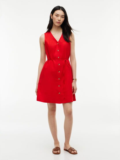 Tommy Hilfiger Sleeveless Cotton-Linen Blend Mini Dress