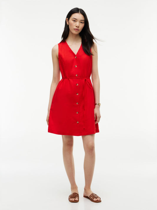 Tommy Hilfiger Sleeveless Cotton-Linen Blend Mini Dress