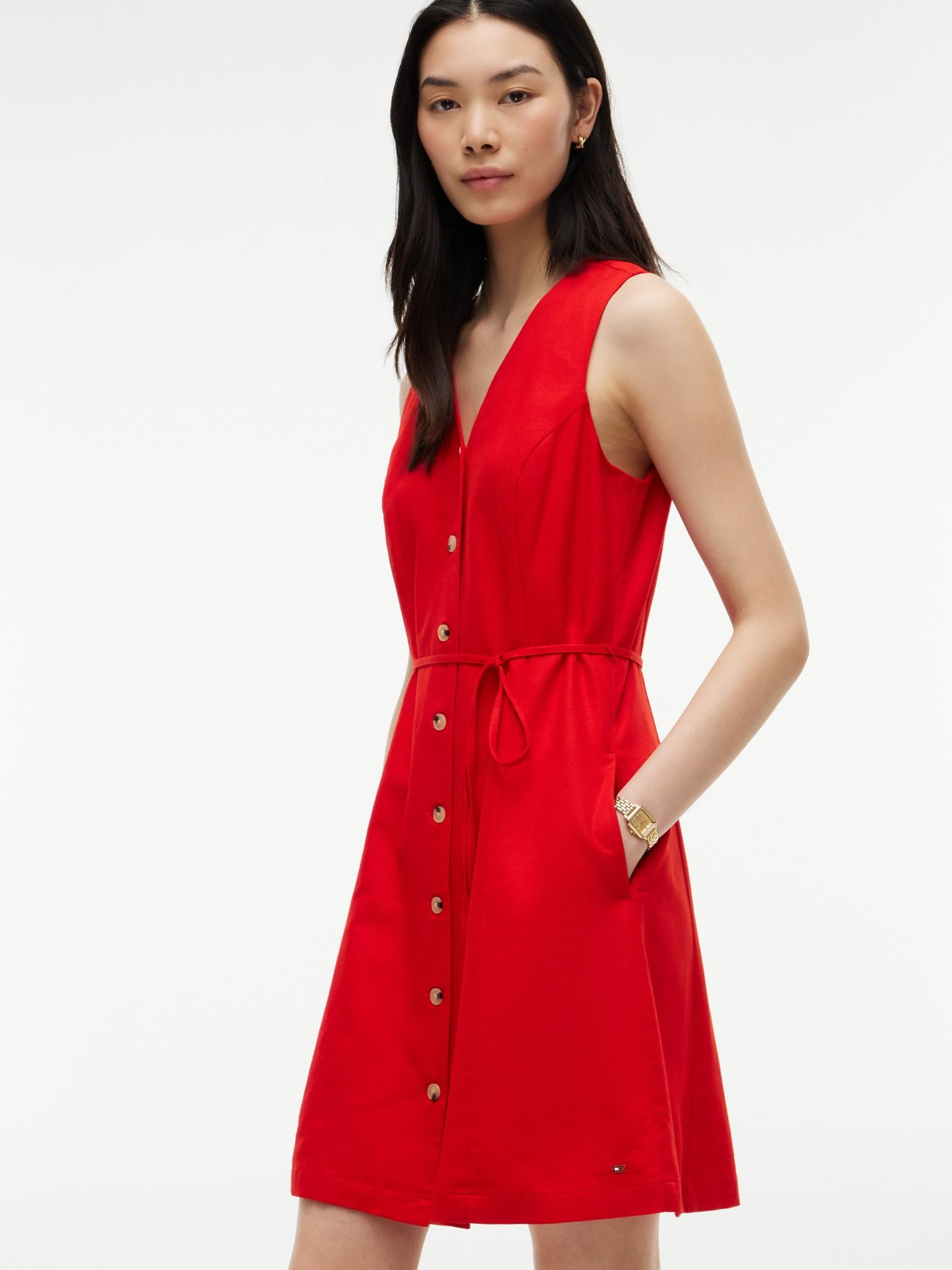 Tommy Hilfiger Sleeveless Cotton-Linen Blend Mini Dress