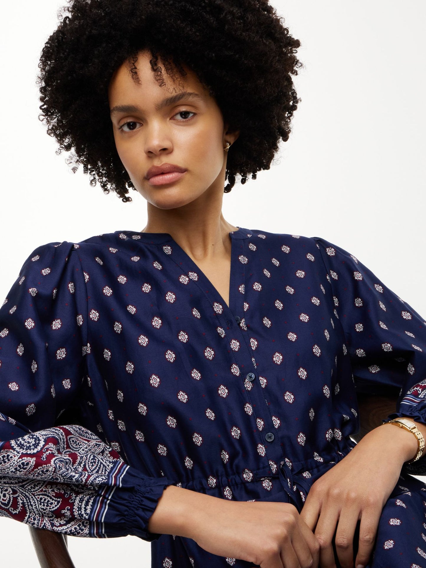 Tommy Hilfiger Foulard Print Sateen Tiered Midi Dress