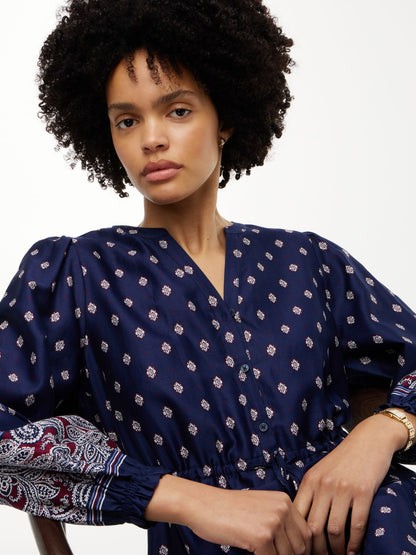 Tommy Hilfiger Foulard Print Sateen Tiered Midi Dress