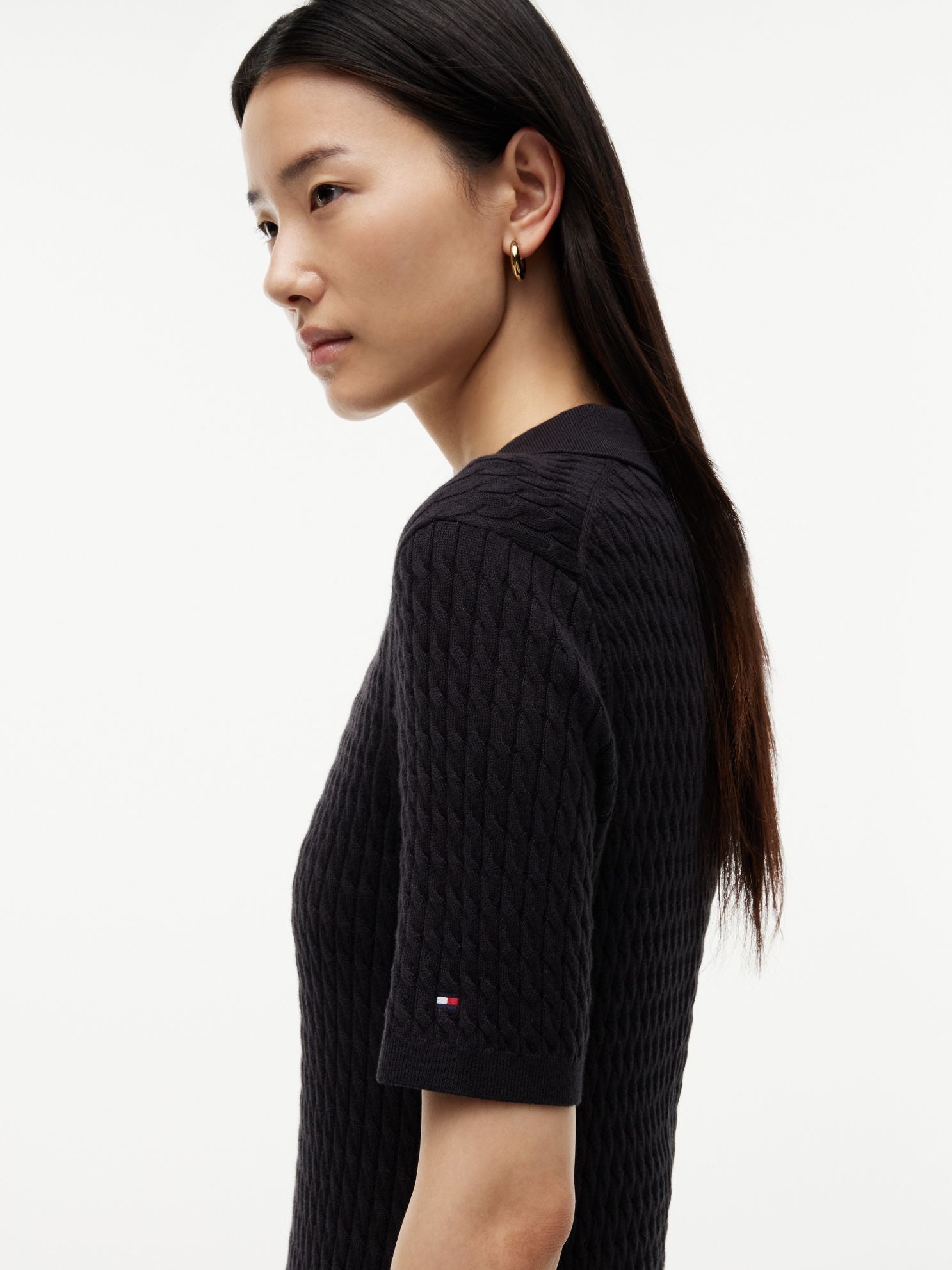 Tommy Hilfiger Short-Sleeve Cable Knit Polo Mini Dress