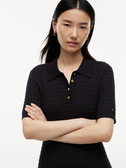 Tommy Hilfiger Short-Sleeve Cable Knit Polo Mini Dress