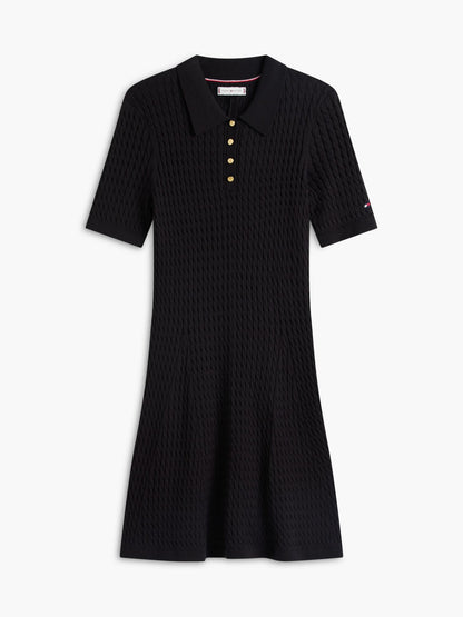 Tommy Hilfiger Short-Sleeve Cable Knit Polo Mini Dress