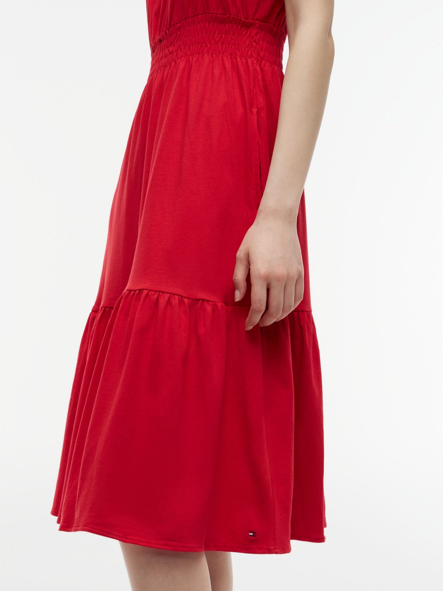 Tommy Hilfiger Ruffle-Trim Shirred Jersey Midi Dress