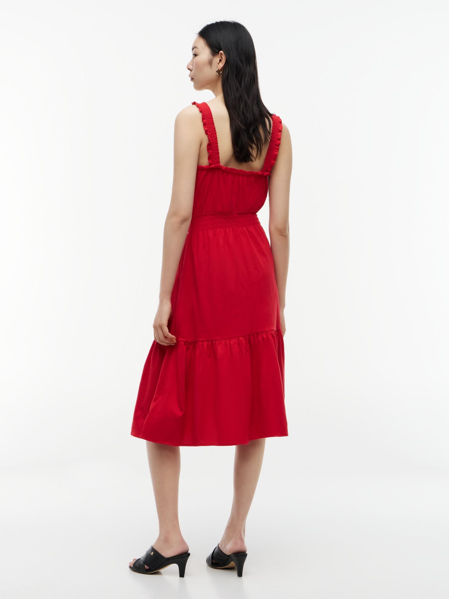 Tommy Hilfiger Ruffle-Trim Shirred Jersey Midi Dress