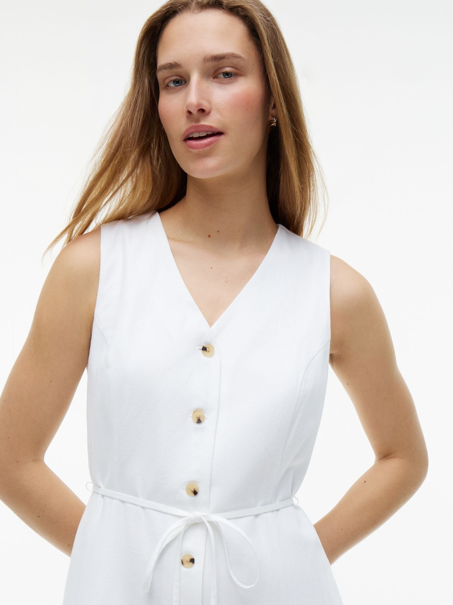 Tommy Hilfiger Sleeveless Cotton-Linen Blend Mini Dress