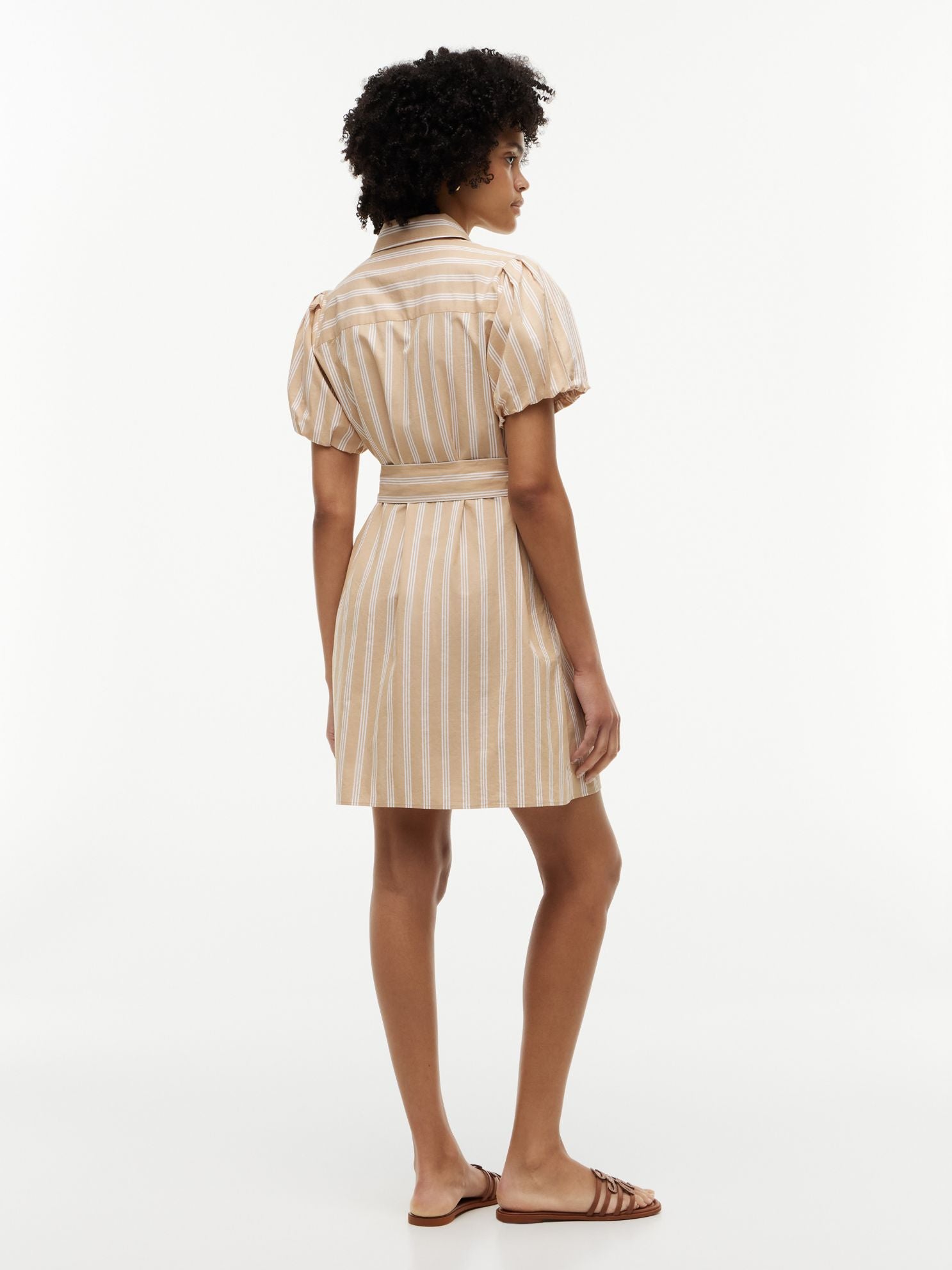 Tommy Hilfiger Striped Puff-Sleeve Poplin Shirtdress