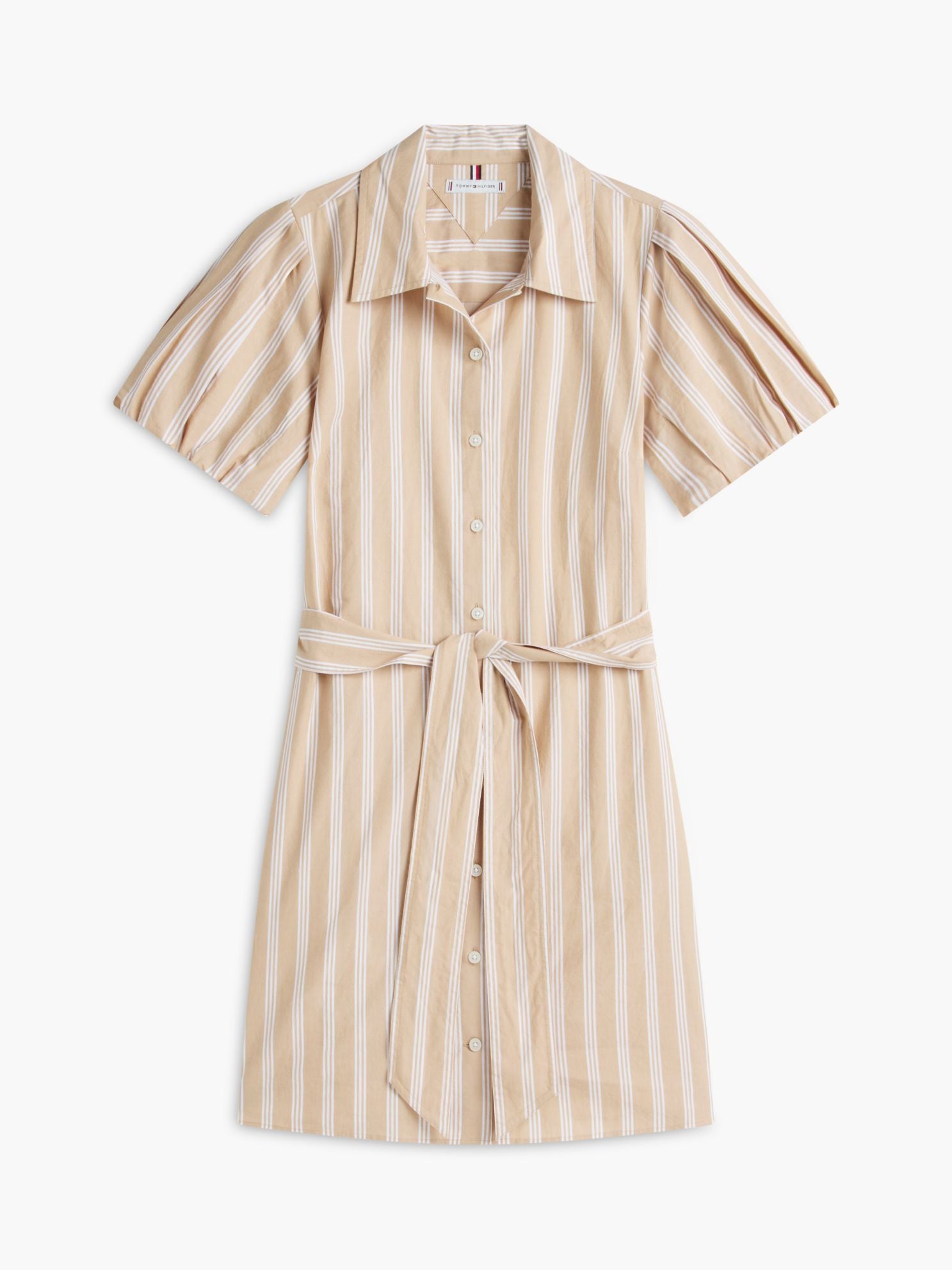 Tommy Hilfiger Striped Puff-Sleeve Poplin Shirtdress