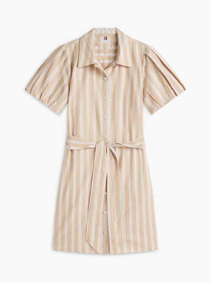 Tommy Hilfiger Striped Puff-Sleeve Poplin Shirtdress