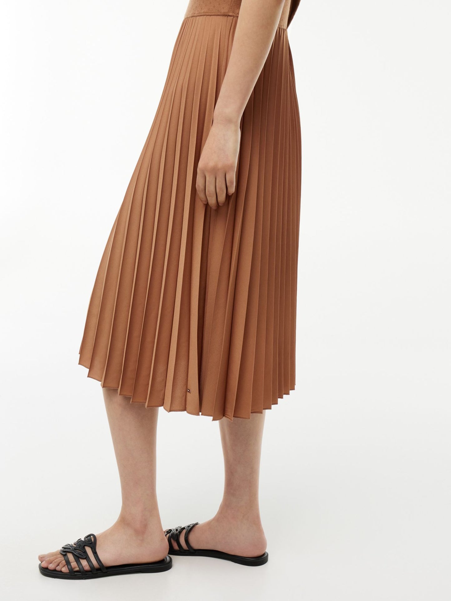 Tommy Hilfiger Mixed-Media Pleated Midi Dress