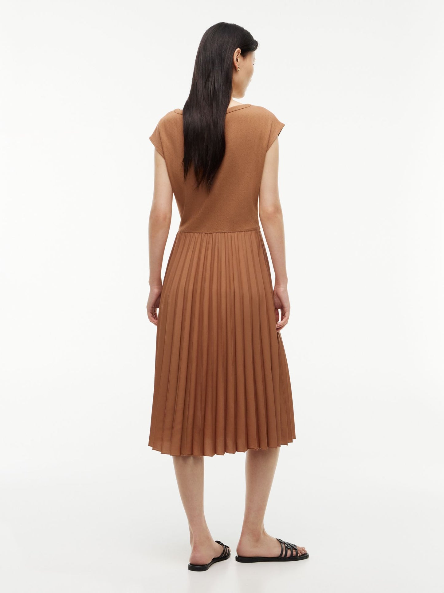 Tommy Hilfiger Mixed-Media Pleated Midi Dress
