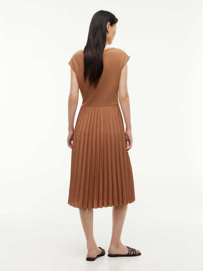 Tommy Hilfiger Mixed-Media Pleated Midi Dress