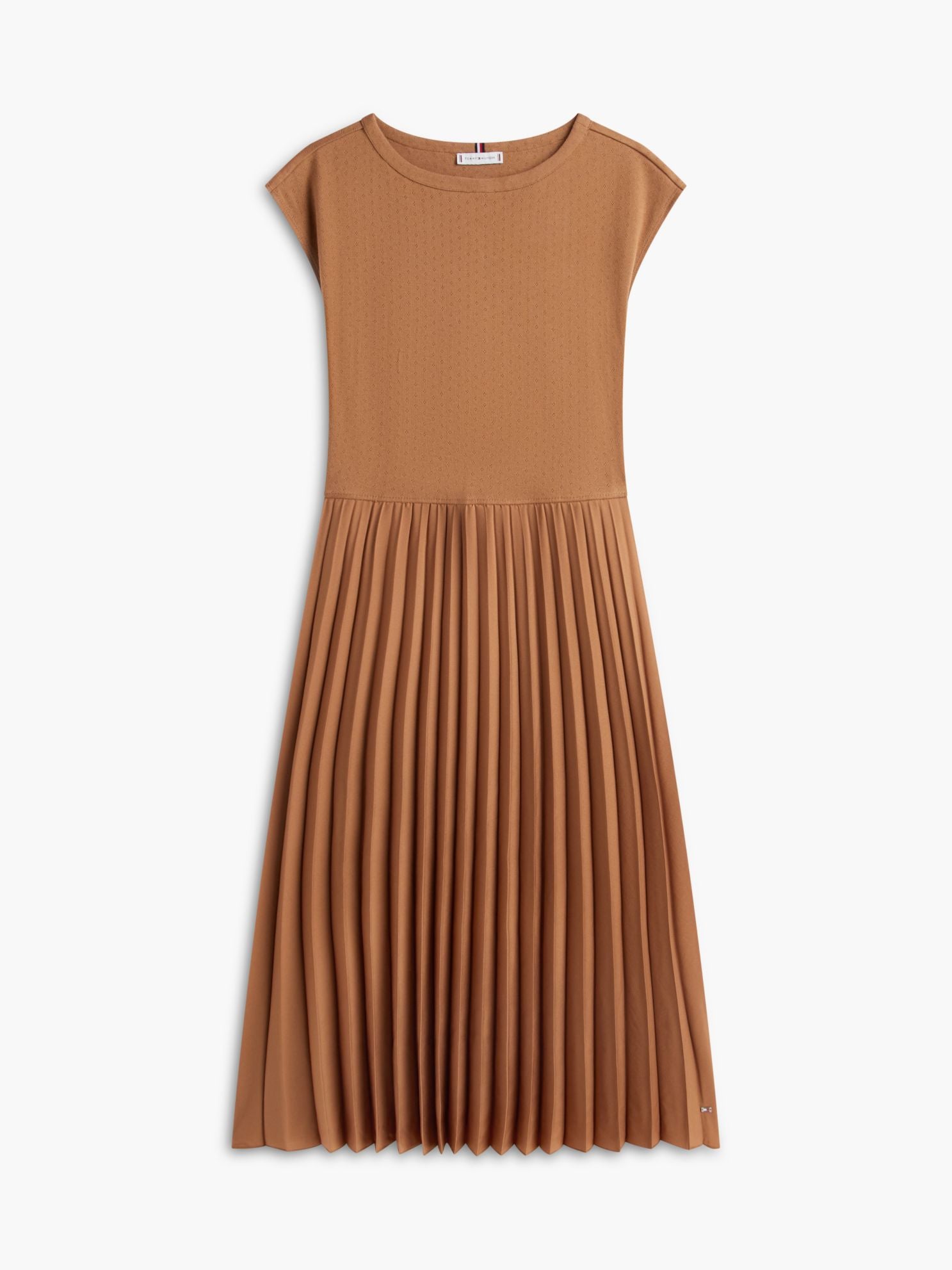 Tommy Hilfiger Mixed-Media Pleated Midi Dress