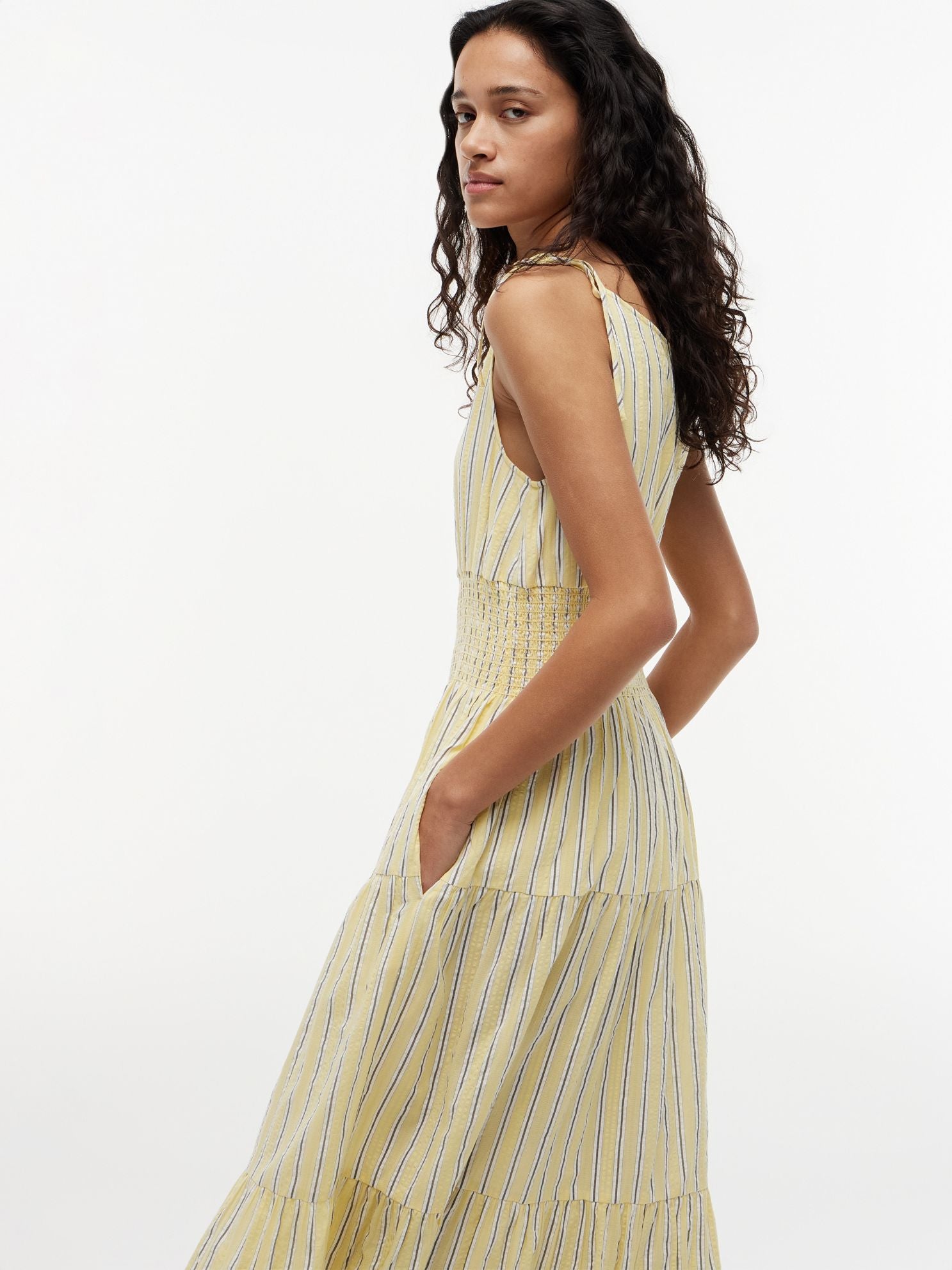 Tommy Hilfiger Tiered Seersucker Midi Dress