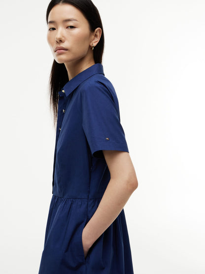 Tommy Hilfiger Short-Sleeve Gold-Button Dress
