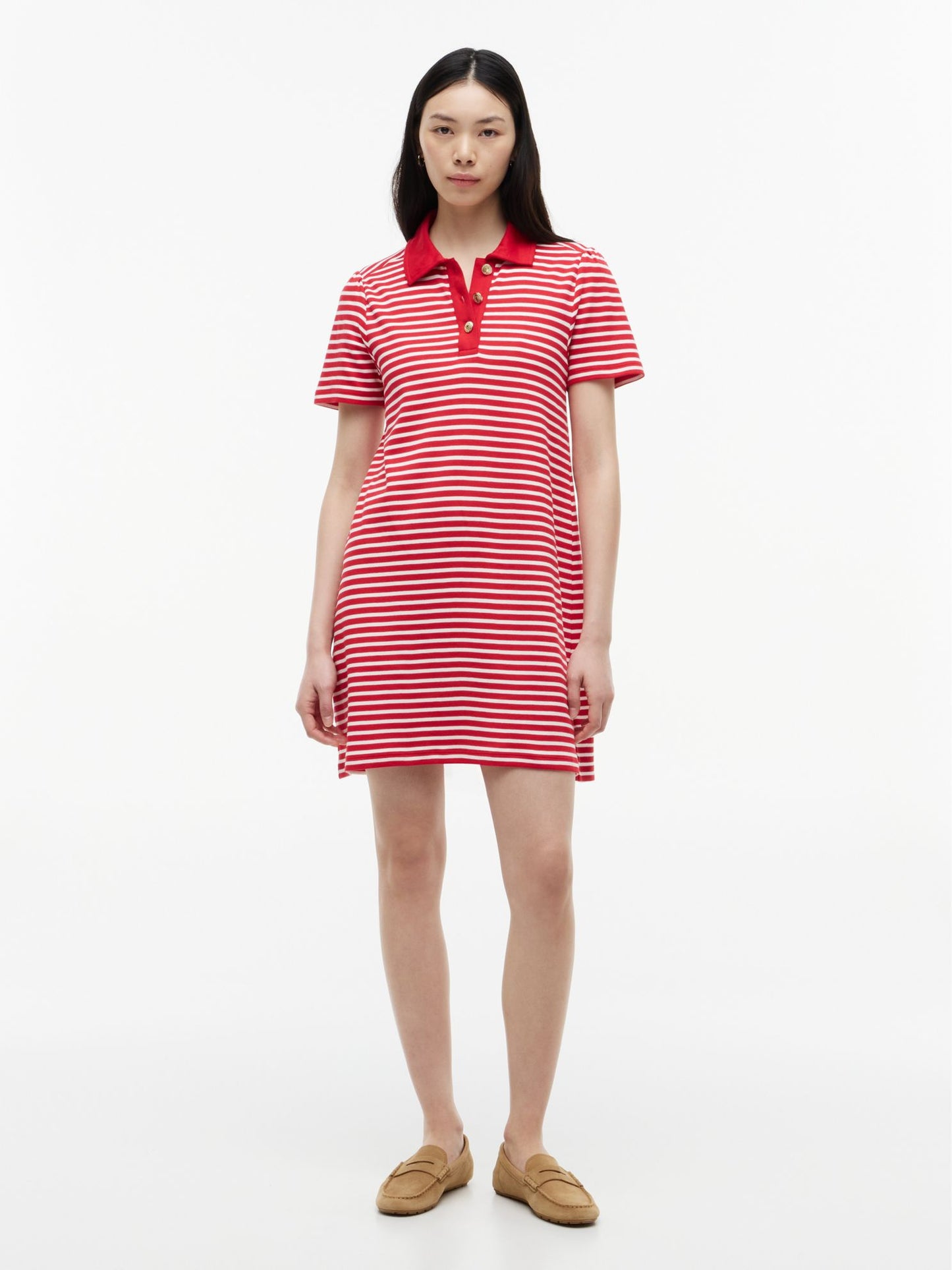Tommy Hilfiger Gold-Button Striped Interlock Polo Dress