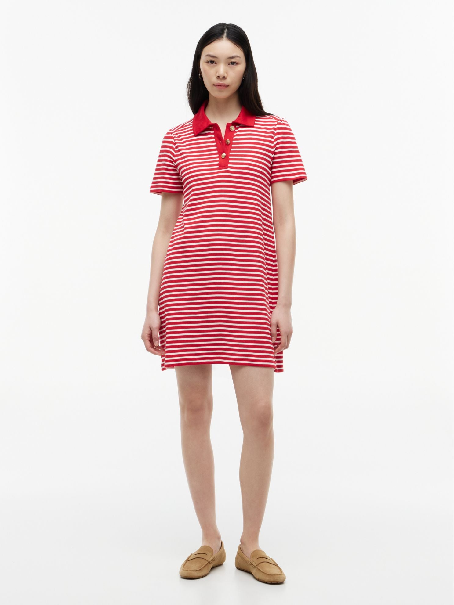 Tommy Hilfiger Gold-Button Striped Interlock Polo Dress