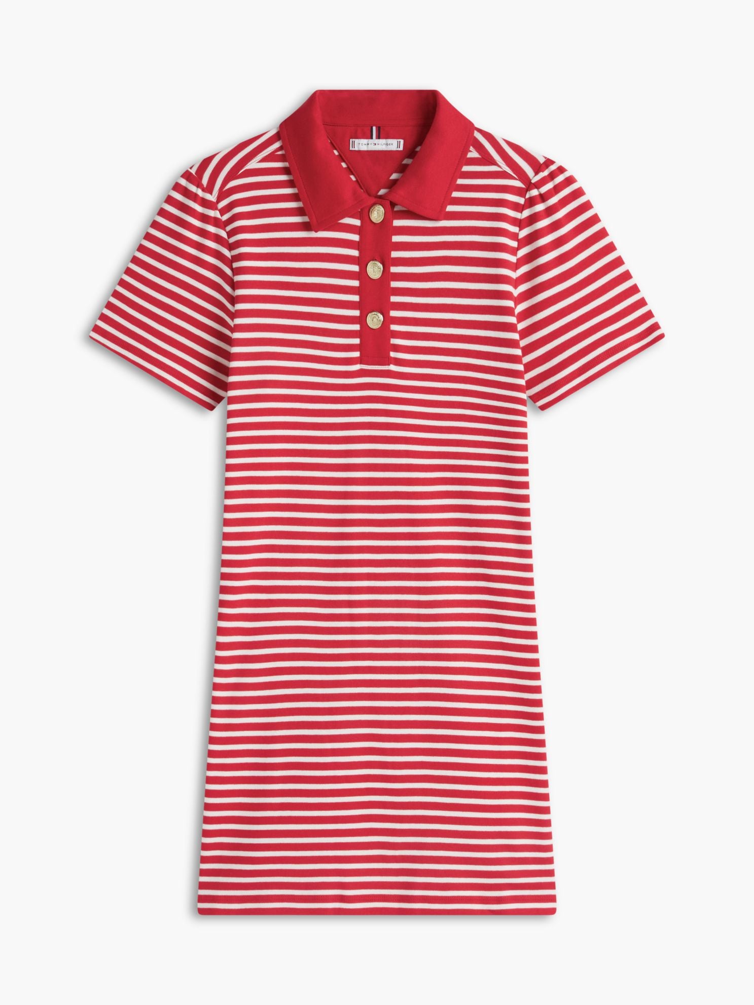 Tommy Hilfiger Gold-Button Striped Interlock Polo Dress