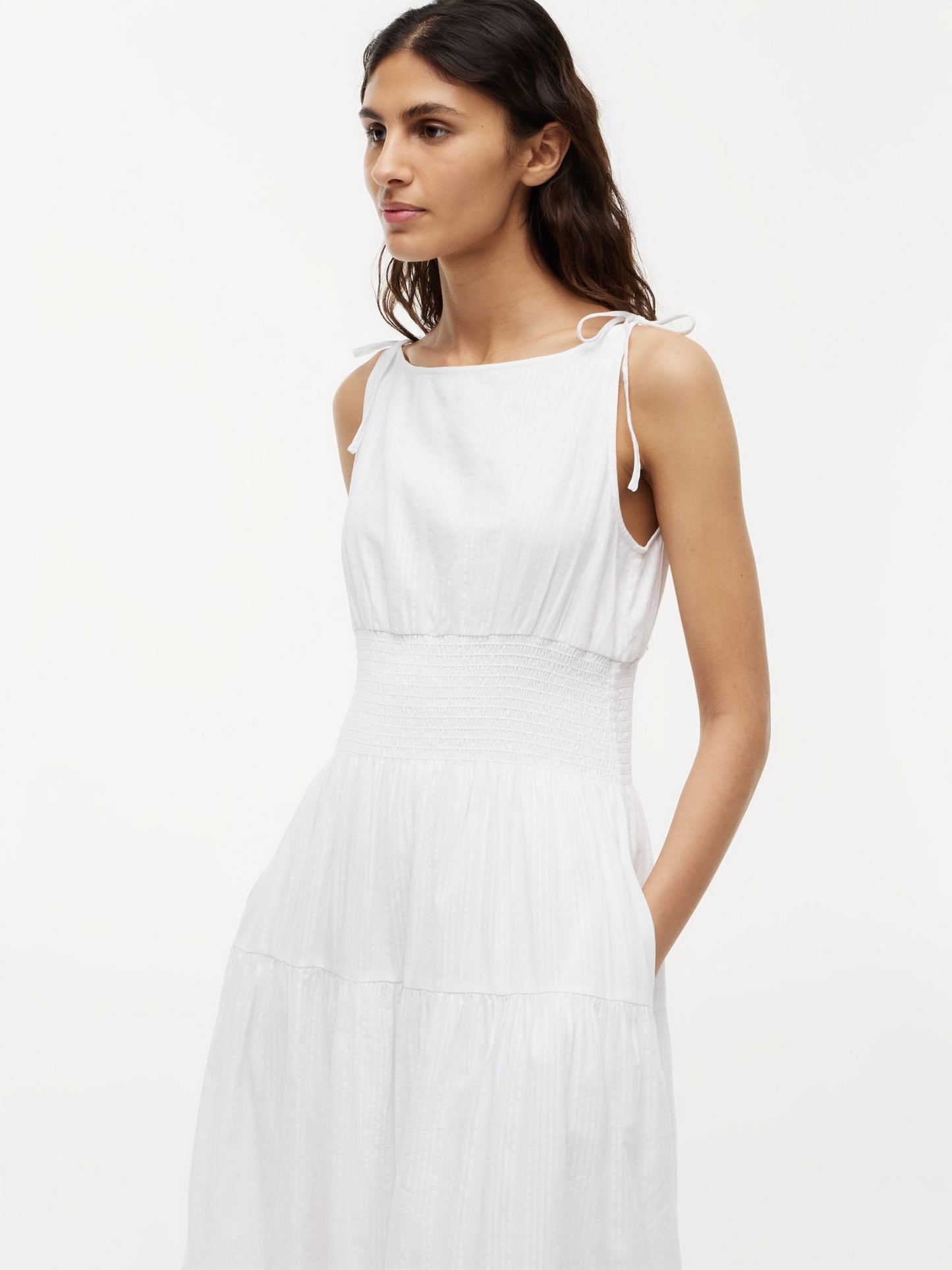Tommy Hilfiger Tiered Seersucker Midi Dress