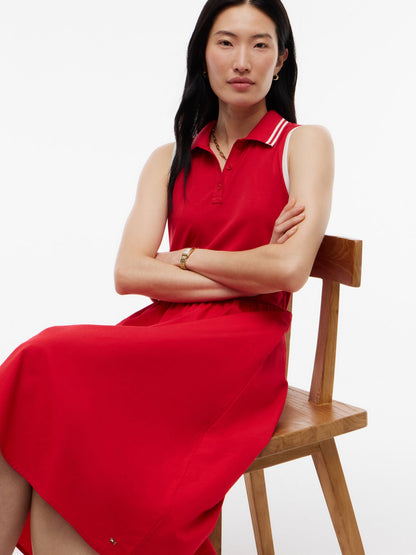 Tommy Hilfiger Mixed-Media Sleeveless Polo Midi Dress
