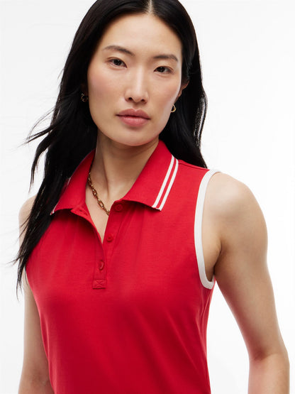 Tommy Hilfiger Mixed-Media Sleeveless Polo Midi Dress