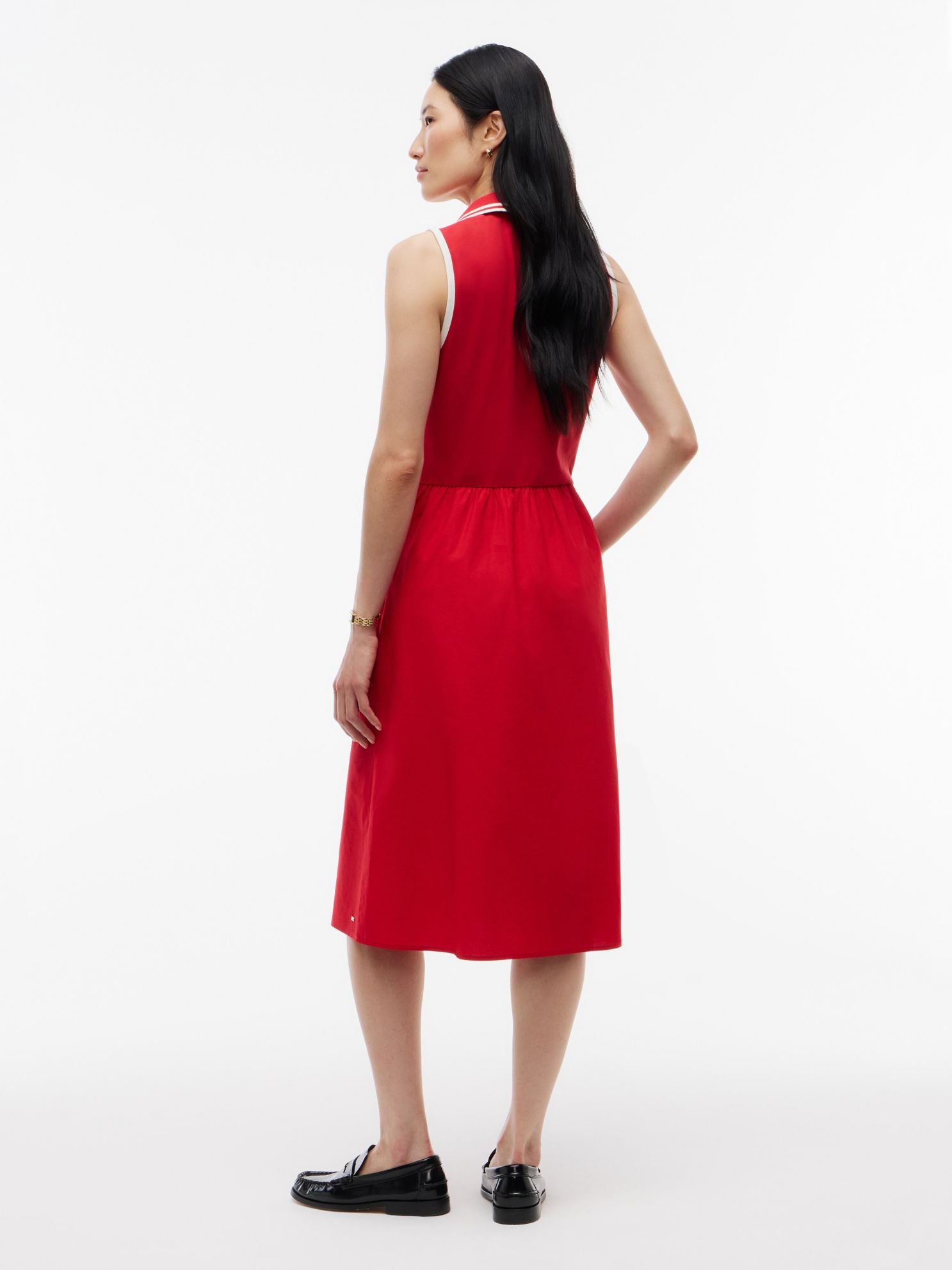 Tommy Hilfiger Mixed-Media Sleeveless Polo Midi Dress