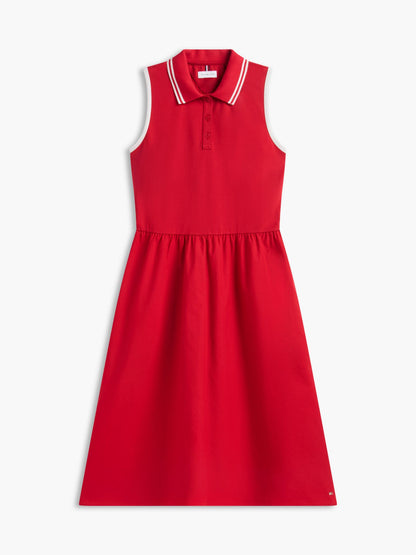 Tommy Hilfiger Mixed-Media Sleeveless Polo Midi Dress