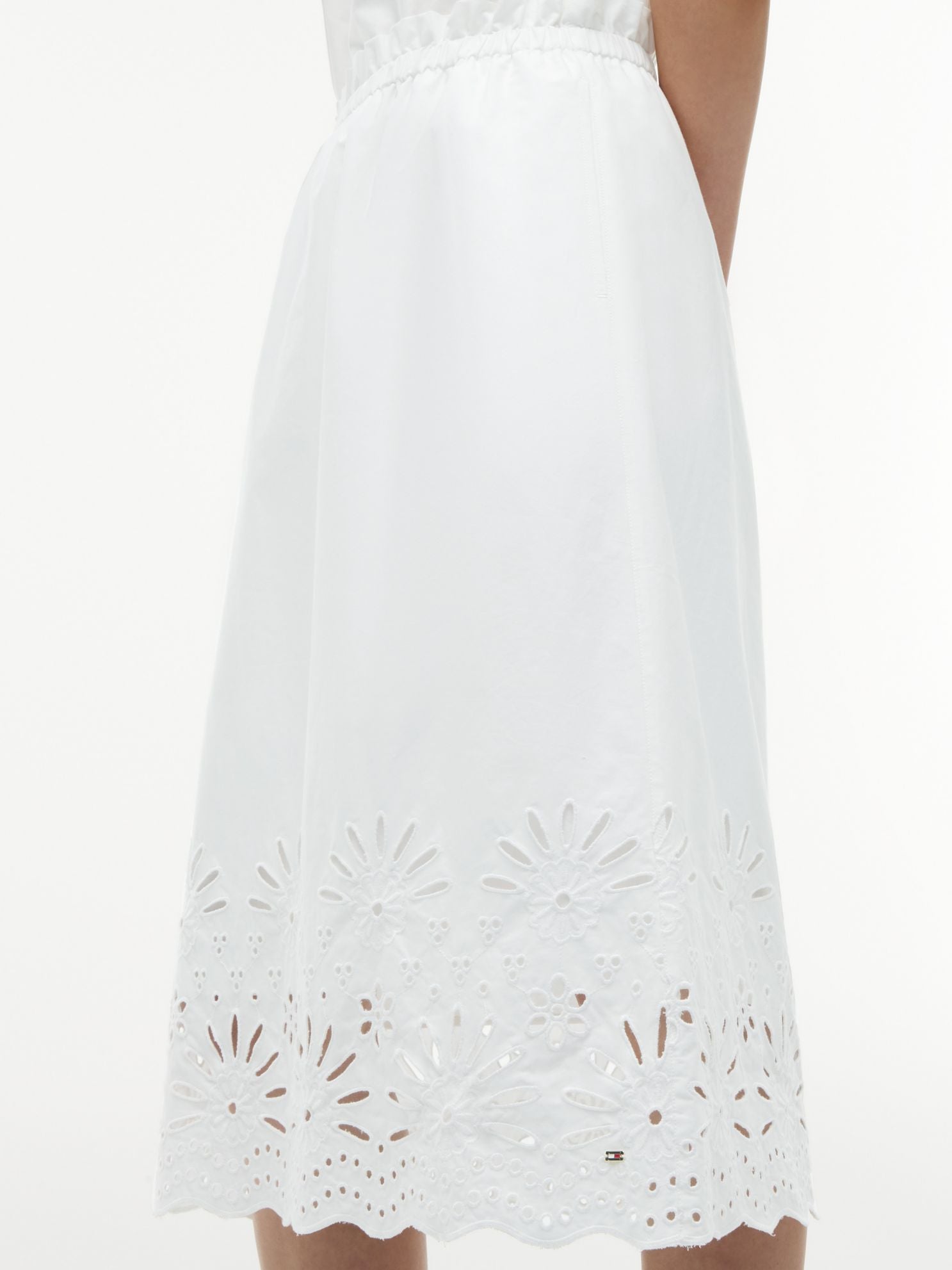 Tommy Hilfiger Embroidered Eyelet Poplin Midi Skirt