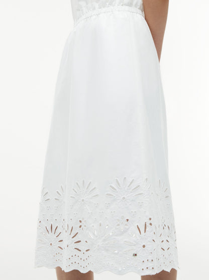 Tommy Hilfiger Embroidered Eyelet Poplin Midi Skirt