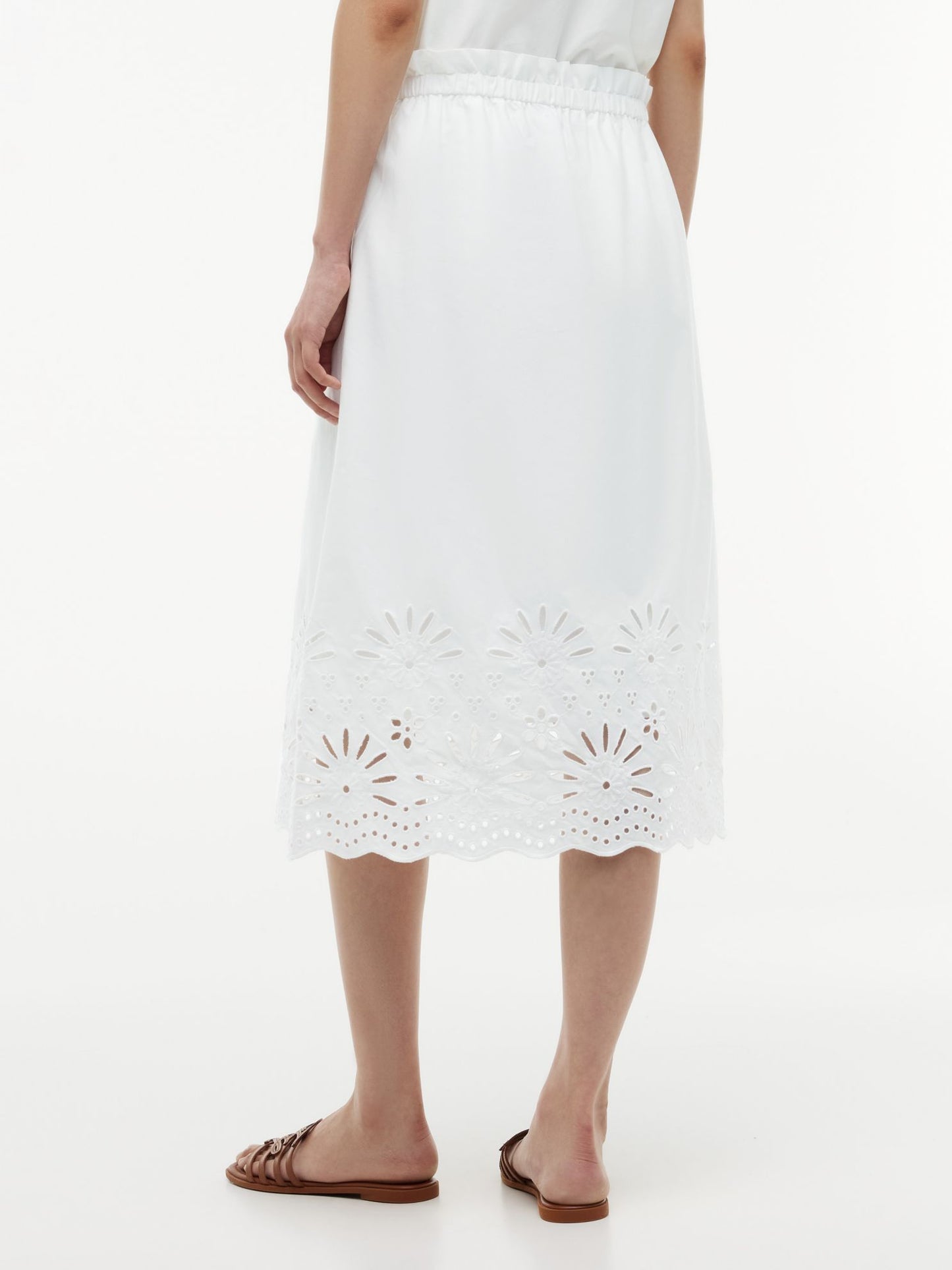 Tommy Hilfiger Embroidered Eyelet Poplin Midi Skirt