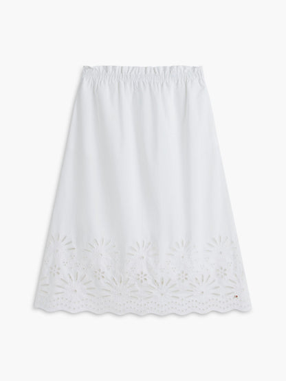 Tommy Hilfiger Embroidered Eyelet Poplin Midi Skirt