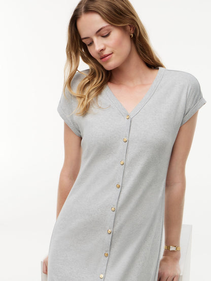 Tommy Hilfiger Gold-Button Interlock Midi Dress