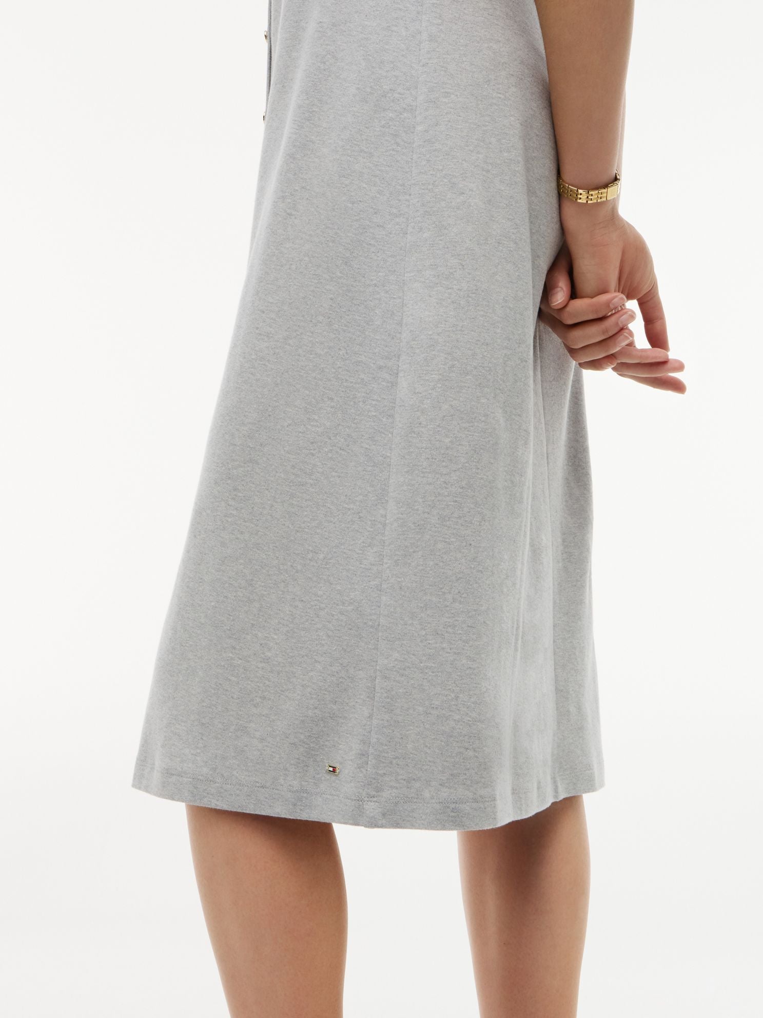Tommy Hilfiger Gold-Button Interlock Midi Dress