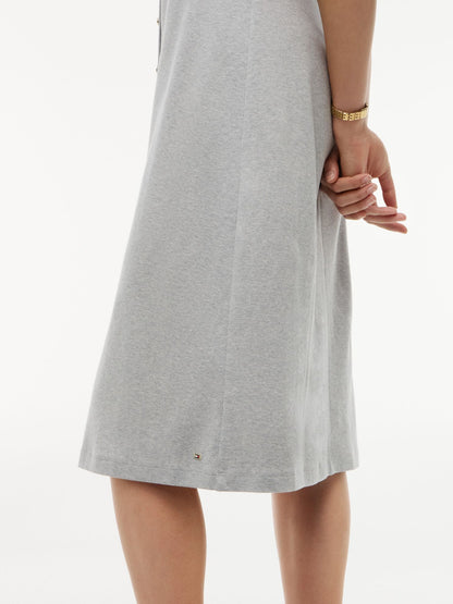 Tommy Hilfiger Gold-Button Interlock Midi Dress