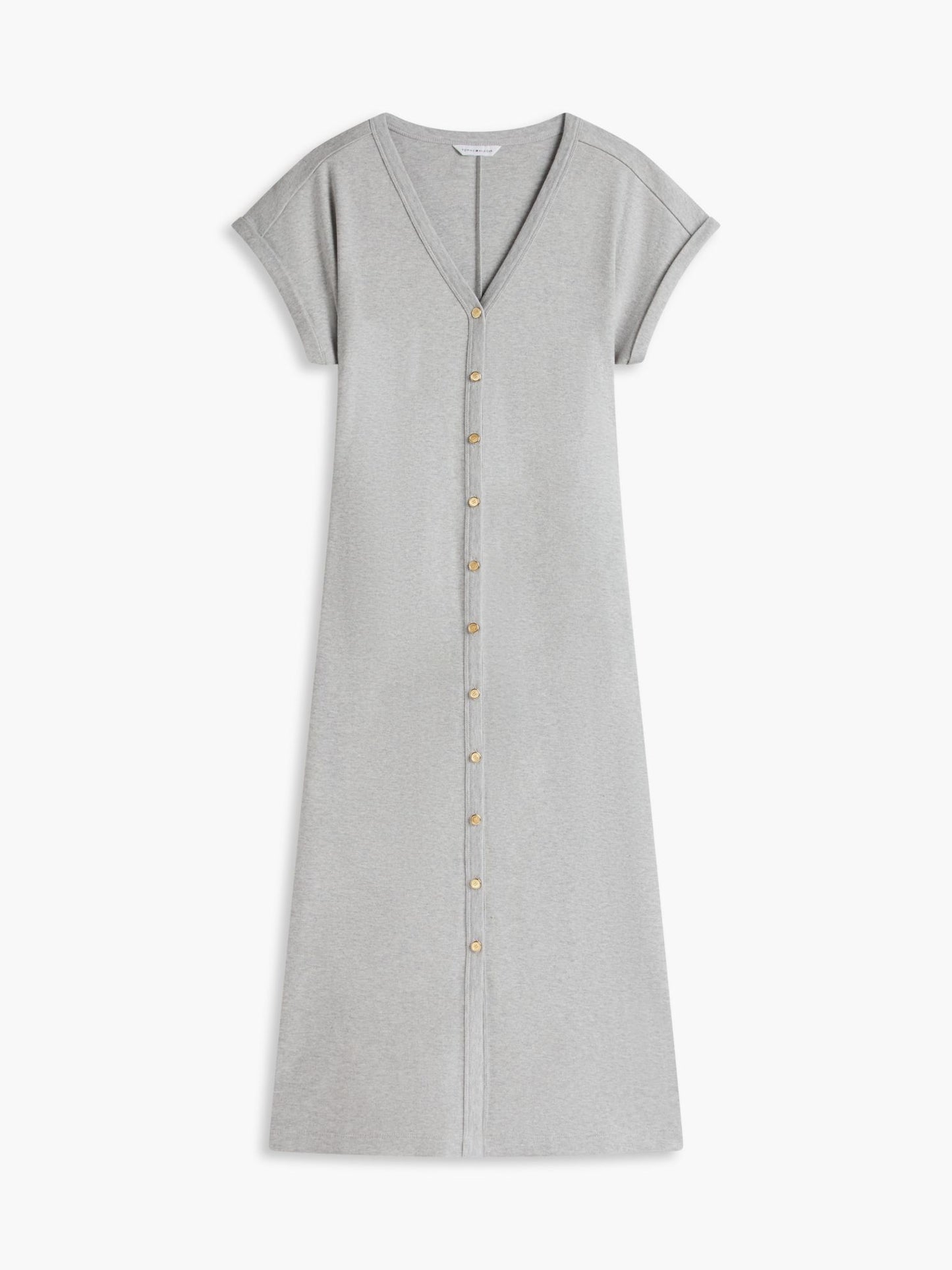 Tommy Hilfiger Gold-Button Interlock Midi Dress