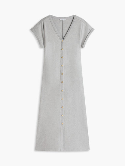 Tommy Hilfiger Gold-Button Interlock Midi Dress