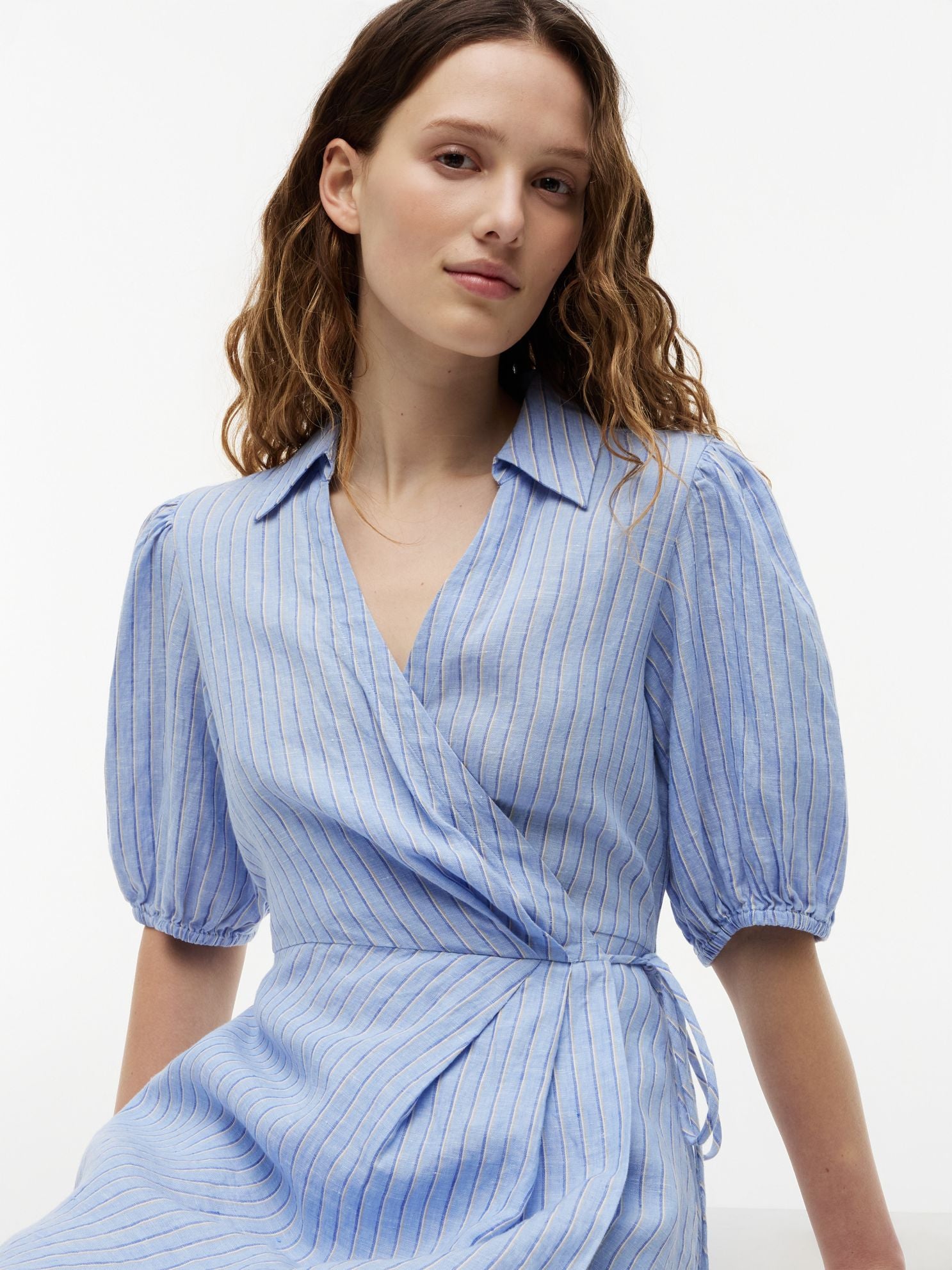 Tommy Hilfiger Striped Linen Mini Wrap Dress
